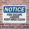Signmission Fire Escape Ladder Keep Area Clear OSHA Notice Sign, Plastic, 10in W x 7in L, 2PK OS-2PACK-NS-P-710-L-12580 - alternate 4